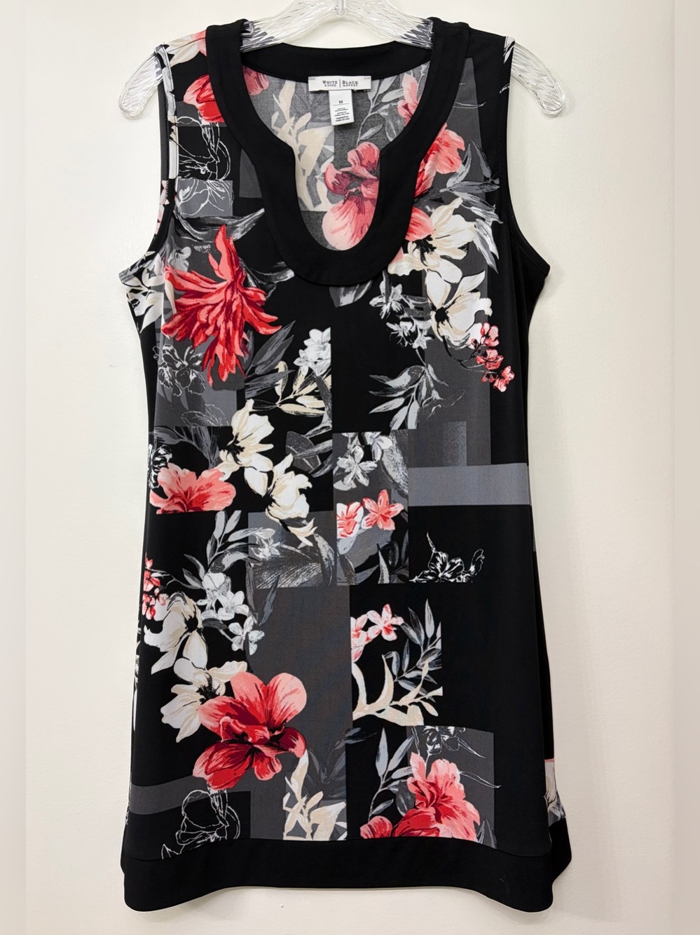 White House Black Market Floral Scoop Neck Shift Dress Size M
